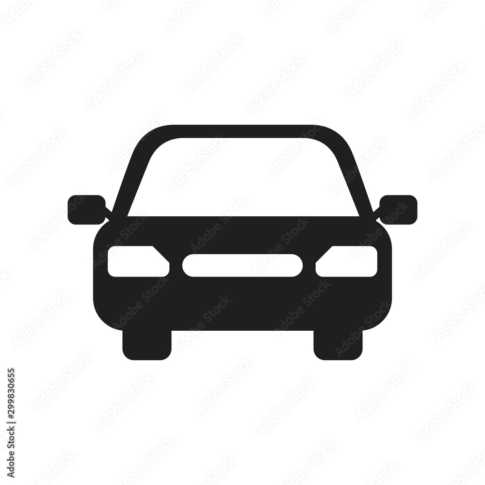 Car icon flat vector black shape design illustration