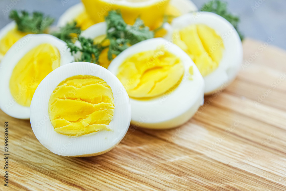 boiled eggs on a wooden background. boiled eggs on a wooden background.