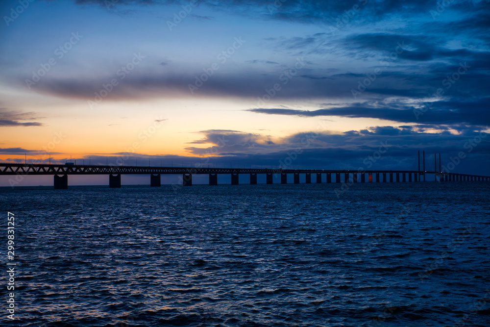 Öresund bridge and sundown  