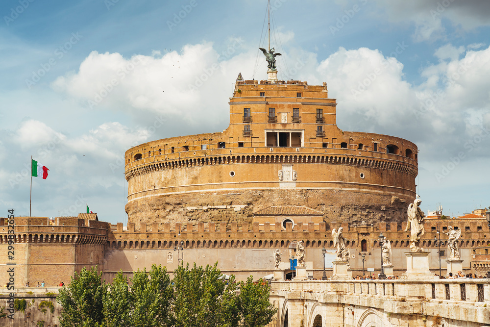 Castle Sant'Angelo and bridge Sant'Angelo with statues in Rome, Italy. Castle Sant'Angelo and bridge Sant'Angelo with statues in Rome, Italy.