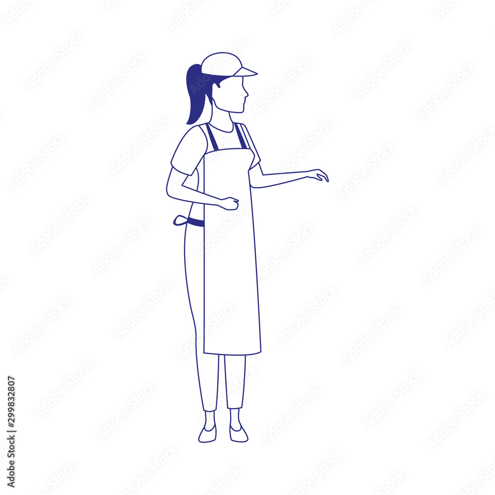 avatar woman with apron and cap, flat design avatar woman with apron and cap, flat design