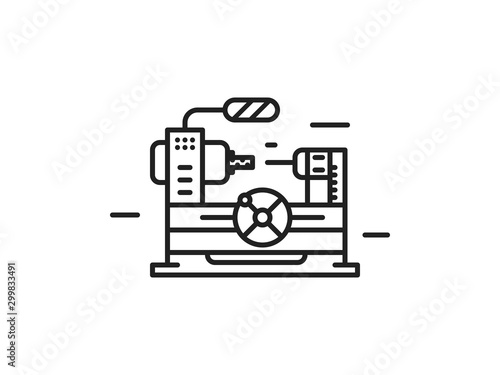 Lathe Vector Outline Icon Illustration