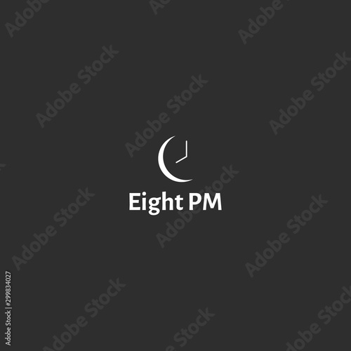 8 pm and moon logo design