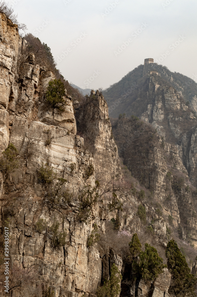 Jiankou, unrestored section of the Great Wall of China in the Huairou District north of Beijing, famous for its steep mountains and scenery