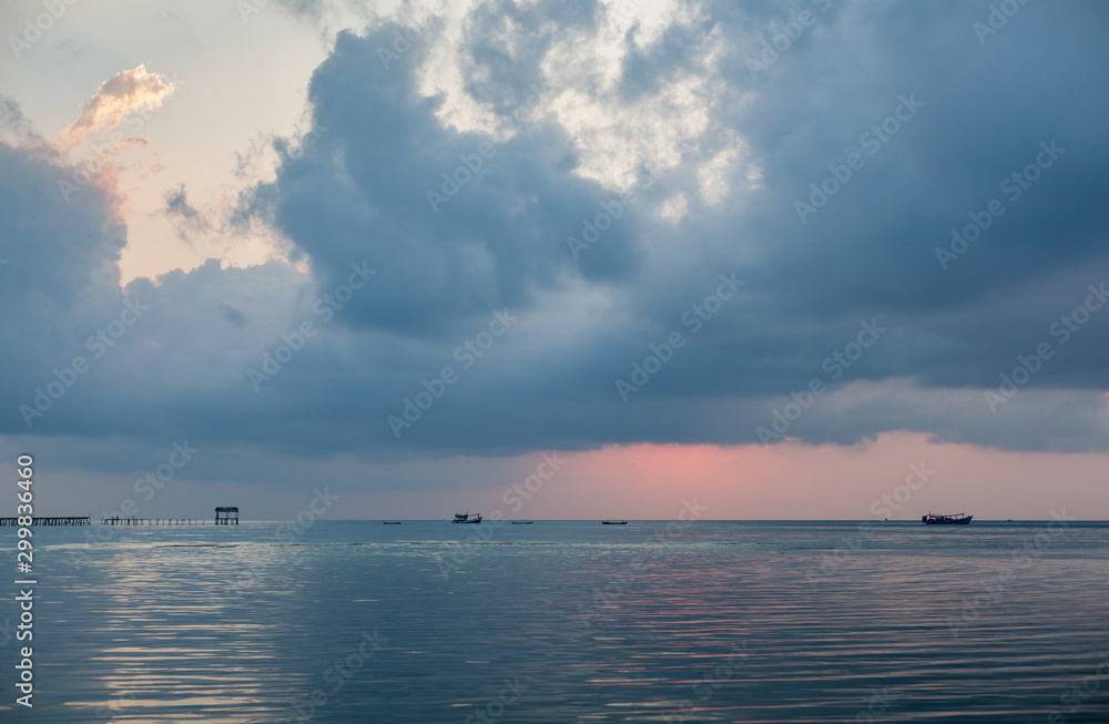 Seascape with dramatic sky at Prek Svay, Koh Rong island, Cambodia
