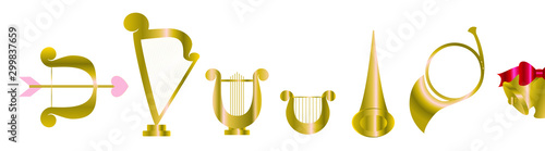 Angel Cupid Instruments Arrow Ribbon Christmas