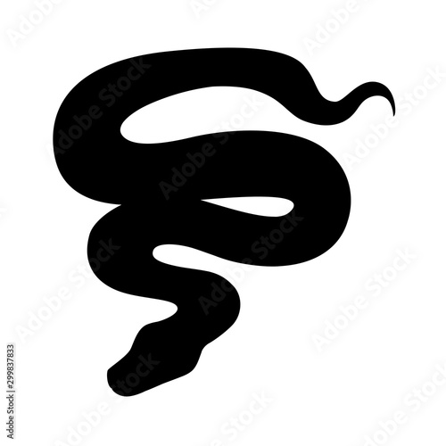 Black silhouette snake cartoon animal design flat vector illustration isolated on white background
