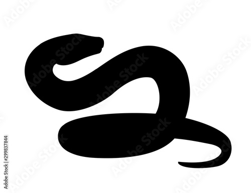 Black silhouette snake cartoon animal design flat vector illustration isolated on white background