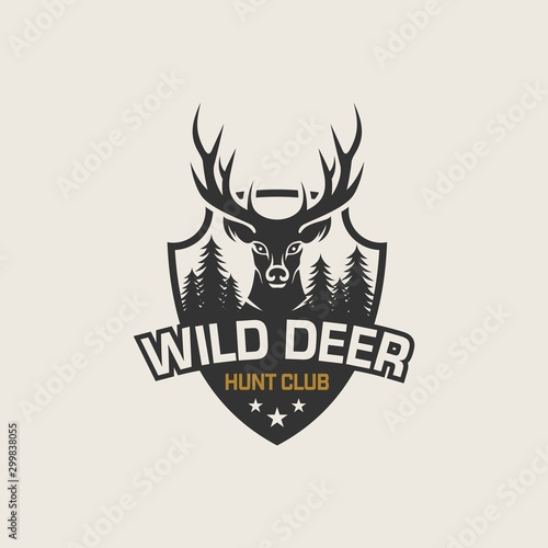 wild deer vintage logo design vector template 