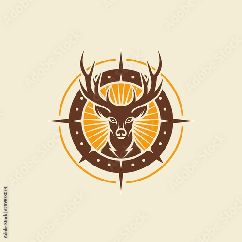 wild deer vintage logo design vector template 