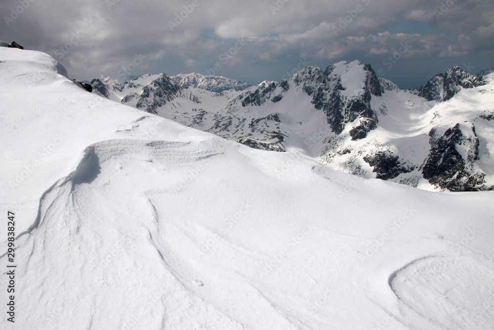 Snow pattern on the ridge of Tatra Mountains, Slovakia