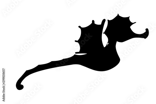 Black silhouette cute adorable seahorse cartoon sea animal design flat vector illustration isolated on white background