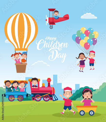 happy children day celebration with kids playing with toys
