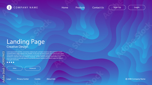 Abstract modern graphic element. Dynamical colored forms and waves. Gradient abstract banner with flowing liquid shapes. Template for the design of a website landing page or background.