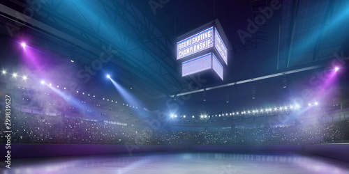 3-D ice arena for figure skating. Render 3-d photo