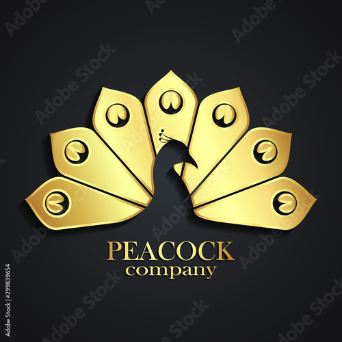 3d golden peacock tail logo