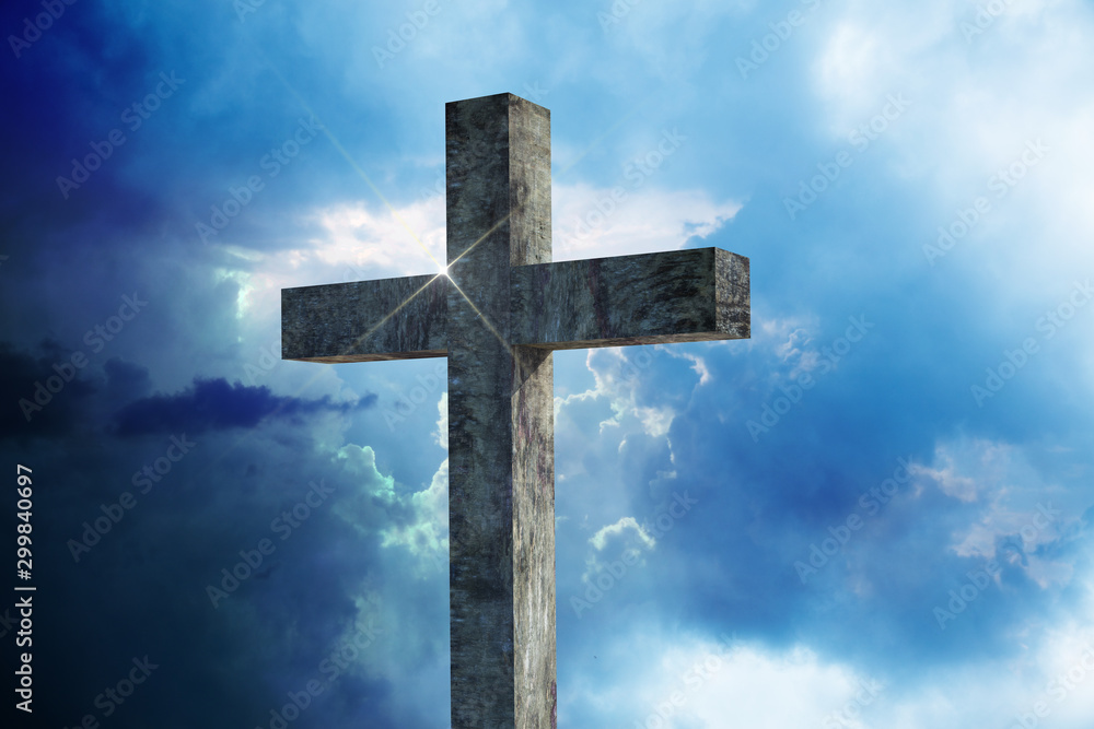 Glorious Wooden Cross 3d rendering