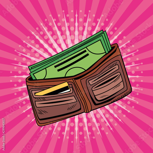 wallet money accessory pop art style
