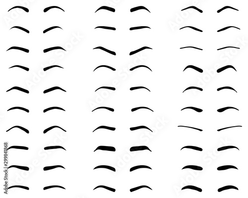 Types and forms of eyebrows, tattoo design, vector photo