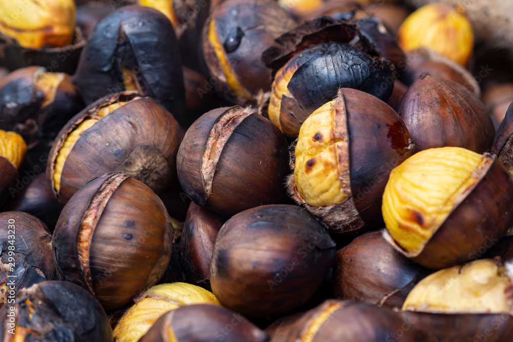 Close up of roasted chestnuts Close up of roasted chestnuts