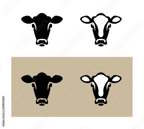 Head of a Cow (Calf), vector icon (sign, pictogram). Flat, detailed. On white and craft paper color