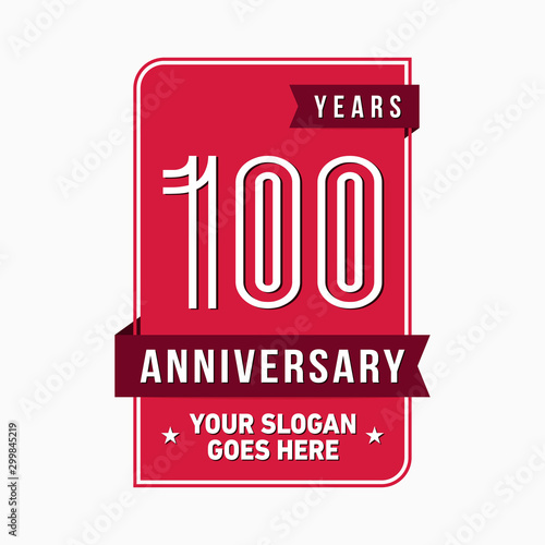 100 years anniversary design template. One hundred years celebration logo. Vector and illustration.