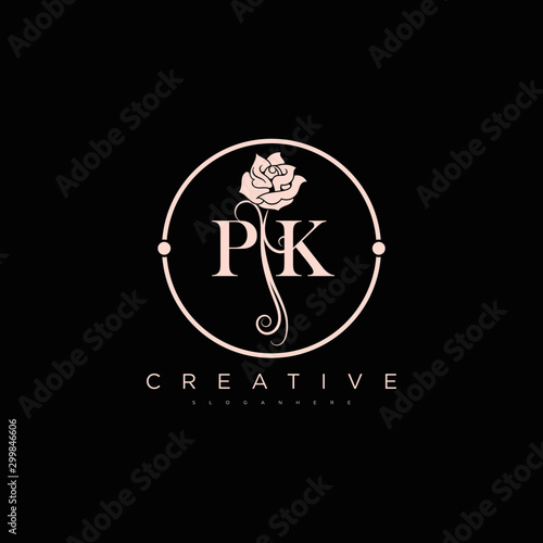 Flower PK Letter Logo Template Vector