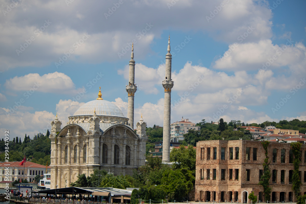 Image of Ortakoy mosque. Photographed on the sea.