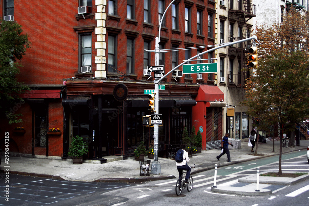 NEW YORK, NY, Usa, October 2, 2016. 2_Manhattan. Broadway. New York City street road in Manhattan in the daytime.