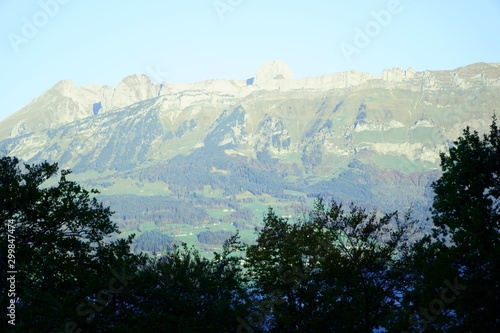 Mountains on Swiss side of Castle Vaduz Liechtenstein