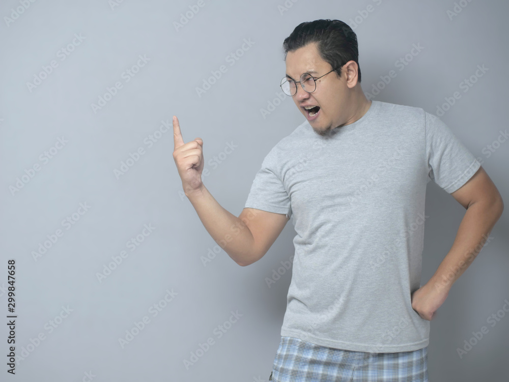Angry Man Giving Warn, Pointing to the Side Angry Man Giving Warn, Pointing to the Side