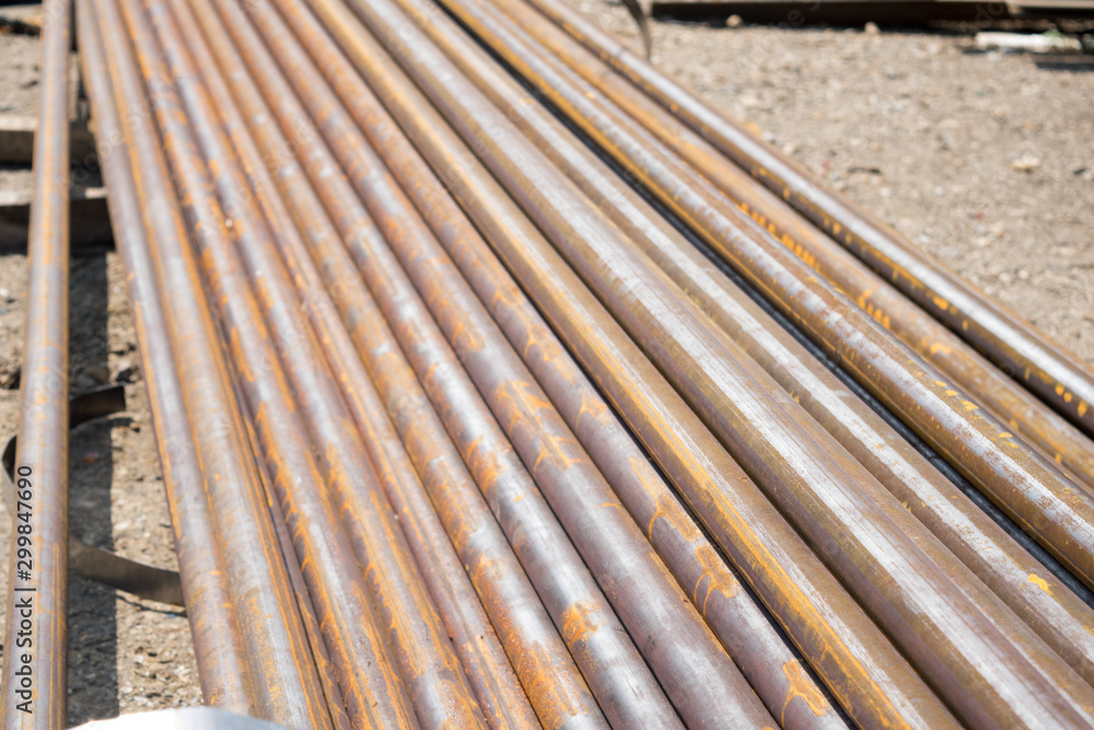 metal pipes in a warehouse