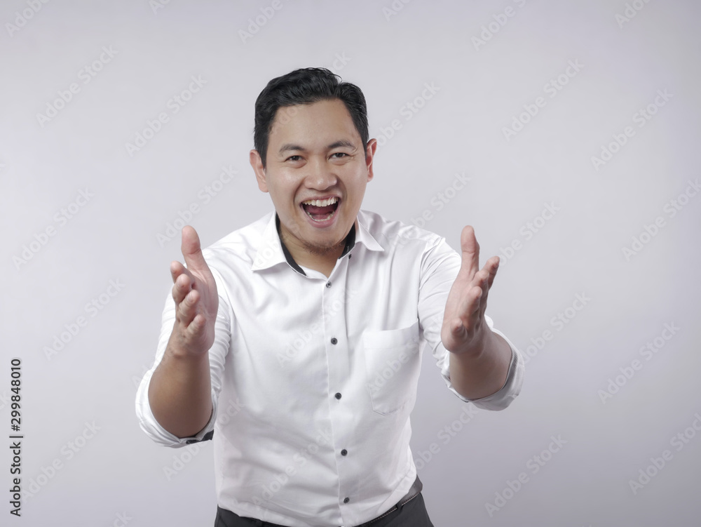 Asian Man Smiling With Open Arms Asian Man Smiling With Open Arms