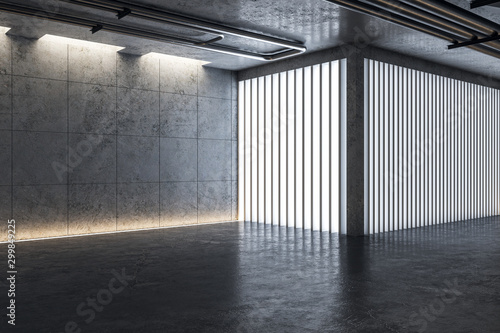 Modern concrete gallery interior