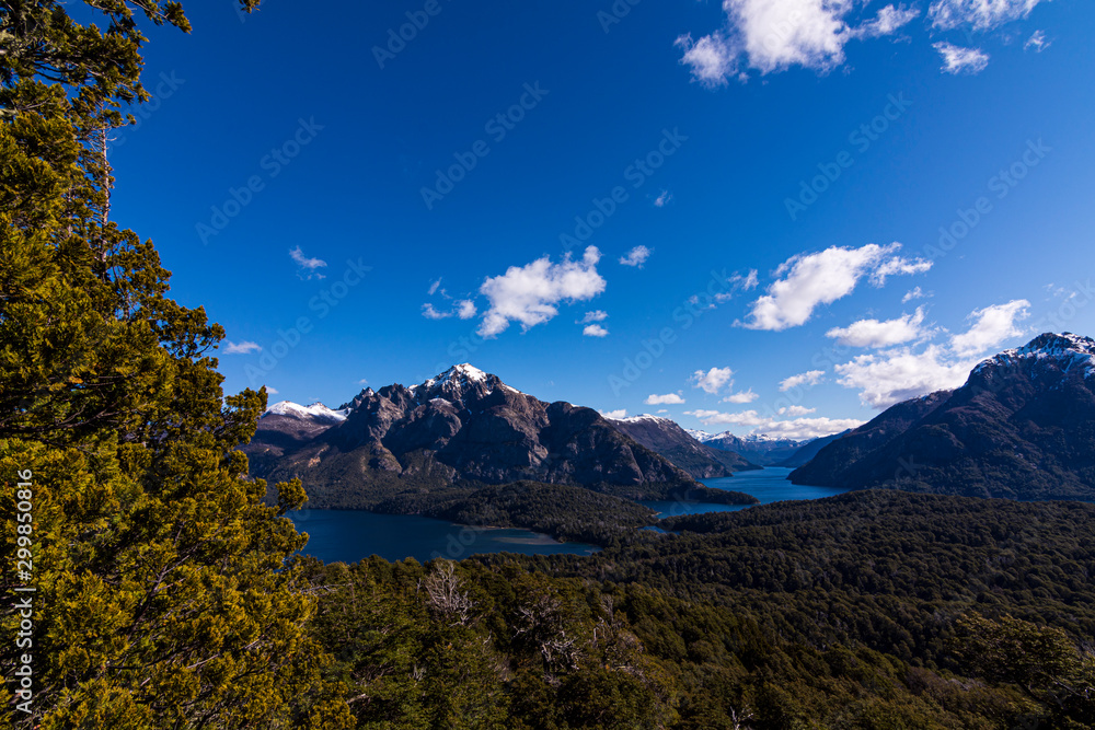 Panoramic view of Andes range and Nahuel Huapi lake in Bariloche, Patagonia, Argentina