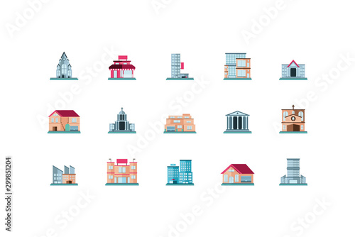 real estates property icon set on white background