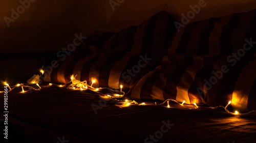 lights garland on the couch