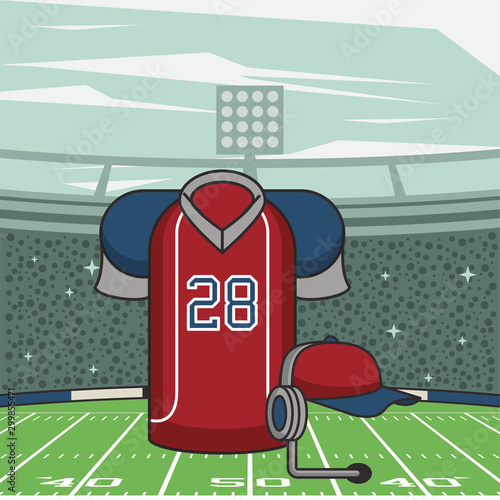 american football sport uniform shirt and communicator