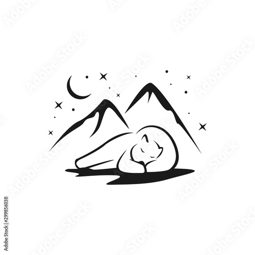 silhouette of sleeping bear vector illustration isolated on a white background