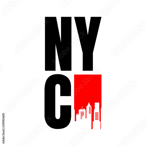 New York City abbreviation NYC lettering a modern city symbol isolated on white background