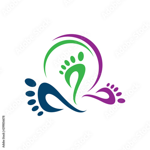 podiatric foot print foot care logo design vector icon illustration template