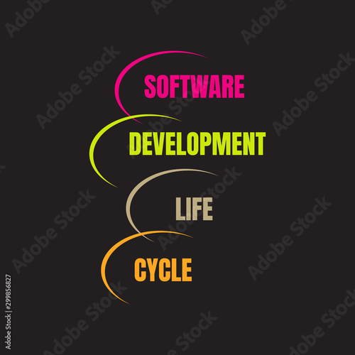 Software Development Life Cycle. Vector illustration software applications in different phases.