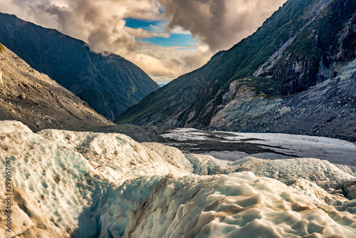 Heli hiking on the surface of Fox Glacier in the Southern Alps of New Zealand photo