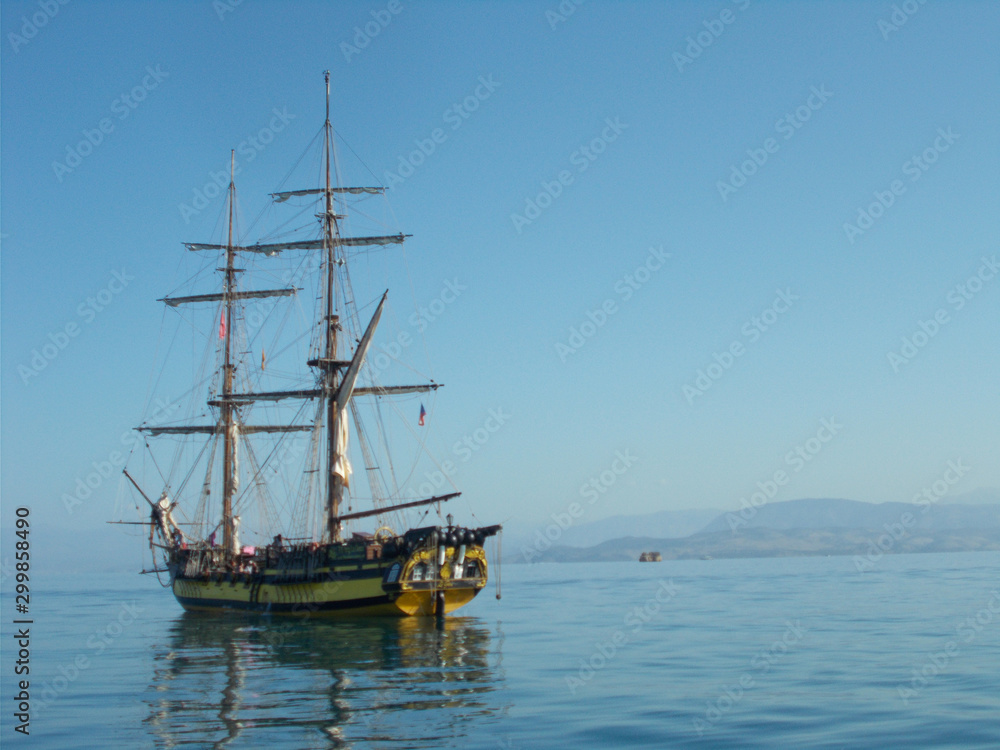 old ship in the sea