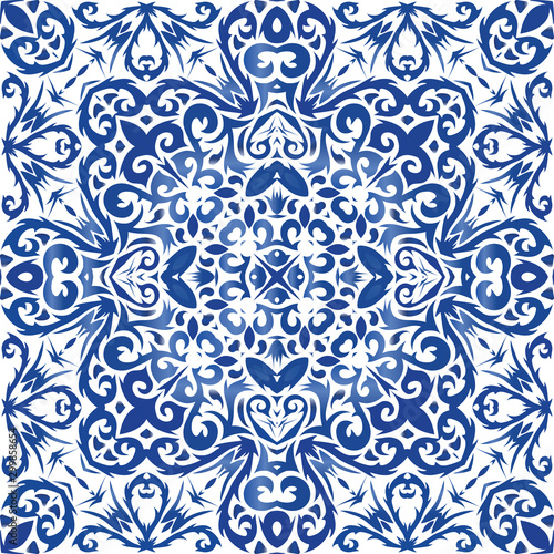 Portuguese ornamental azulejo ceramic. photo