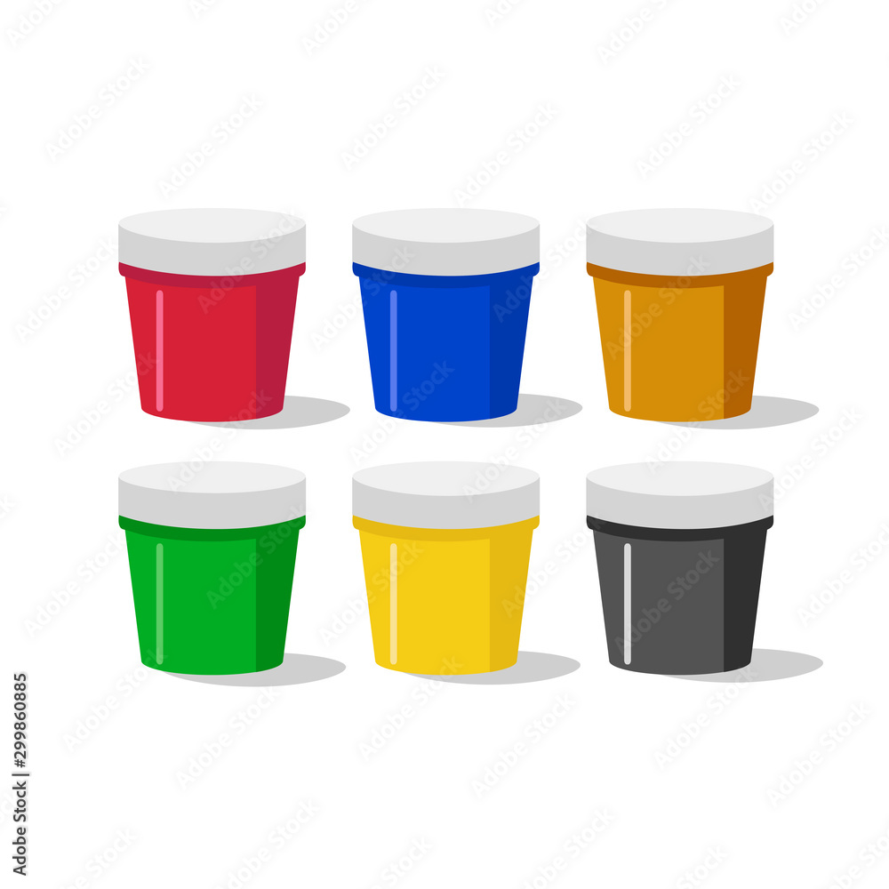 set of gouache paints. Jars isolated on white background. Vector illustration. set of gouache paints. Jars isolated on white background. Vector illustration.