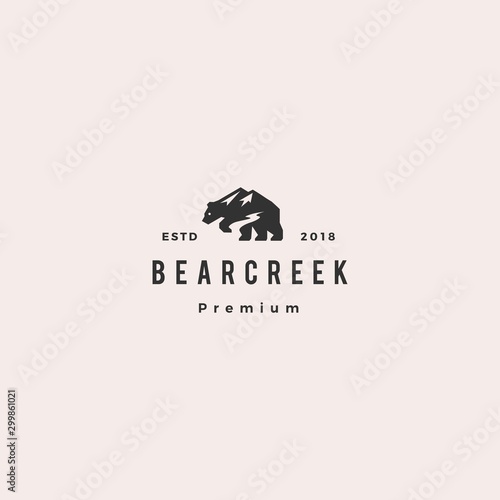 bear creek mount logo hipster retro vintage vector icon illustration
