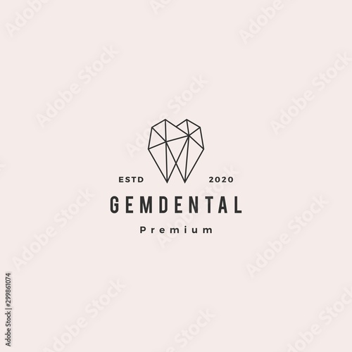 gems dental logo hipster retro vintage for dentist and dentistry