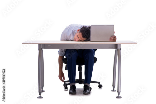 Employee working isolated on white background photo