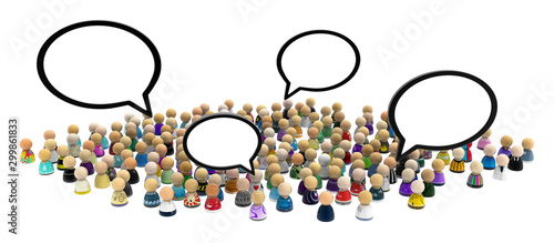 Cartoon Crowd, Speech Bubbles Empty photo